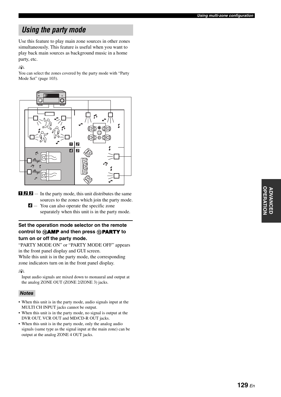 Using the party mode | Yamaha RX-Z7 User Manual | Page 129 / 178