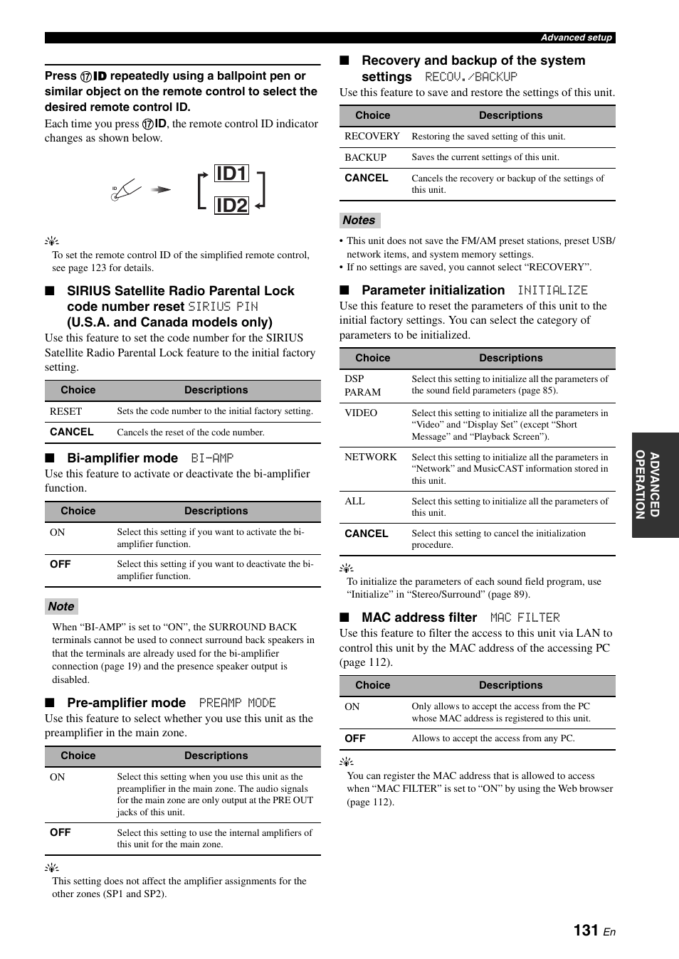 Id1 id2 | Yamaha RX-Z7 User Manual | Page 131 / 178