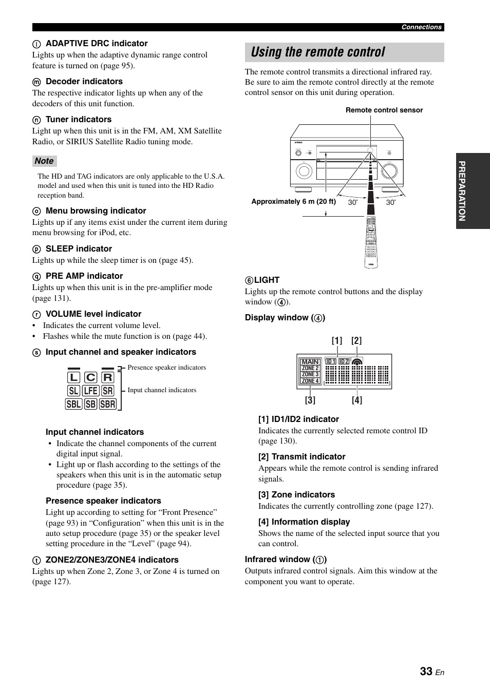 Using the remote control, L c r sl lfe sr sbl sb sbr | Yamaha RX-Z7 User Manual | Page 33 / 178