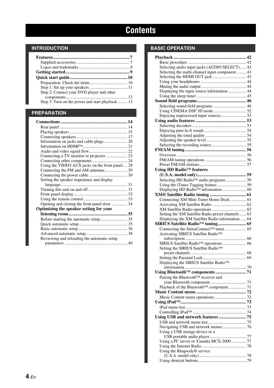 Yamaha RX-Z7 User Manual | Page 4 / 178