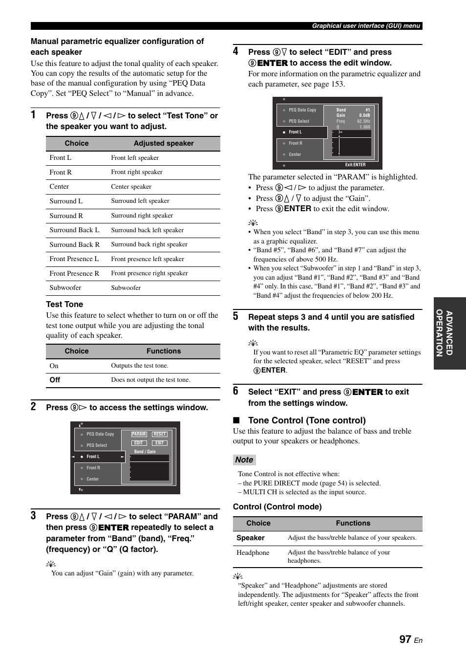 Tone control (tone control) | Yamaha RX-Z7 User Manual | Page 97 / 178