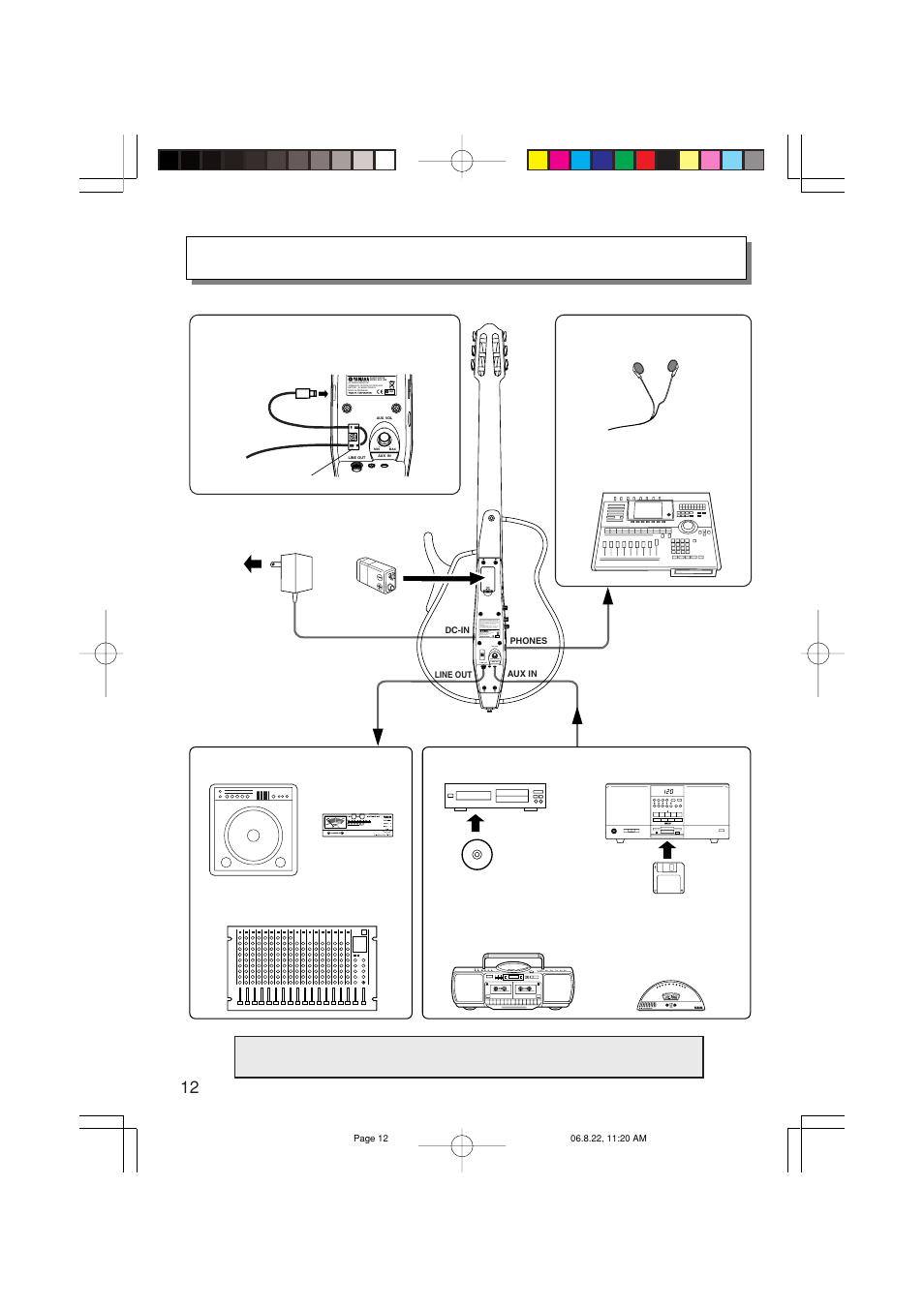 Open line out aux in aux vol min max | Yamaha SLG-100N User Manual | Page 12 / 17