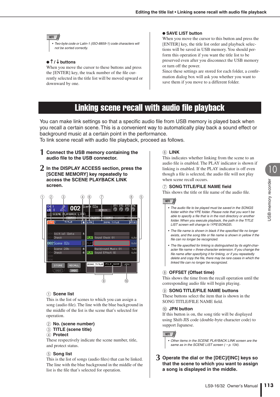 Linking scene recall with audio file playback | Yamaha WH39070 User Manual | Page 113 / 290