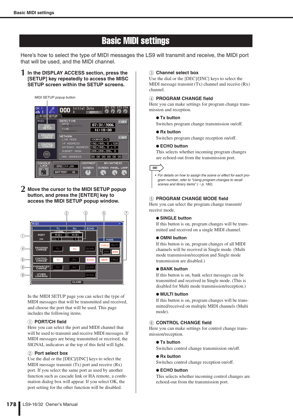 Basic midi settings | Yamaha WH39070 User Manual | Page 178 / 290