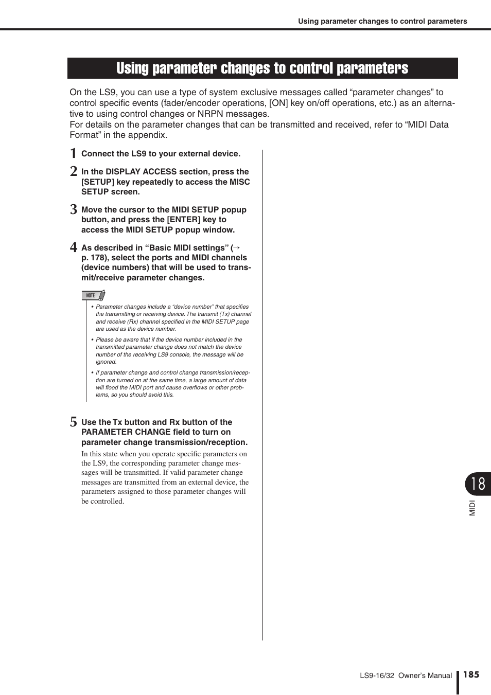 Using parameter changes to control parameters, Using parameter changes, To control parameters | Yamaha WH39070 User Manual | Page 185 / 290