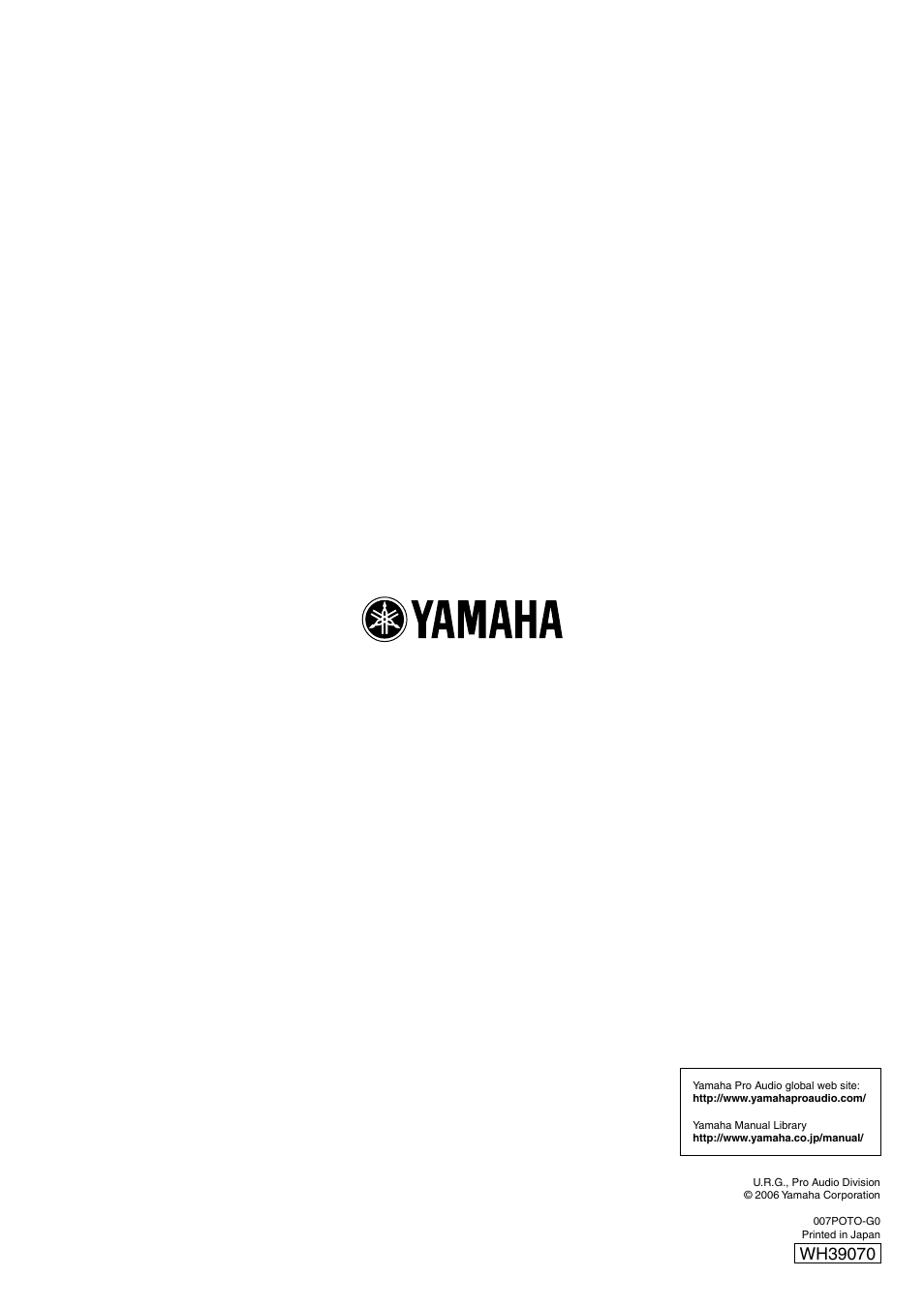 Yamaha WH39070 User Manual | Page 290 / 290