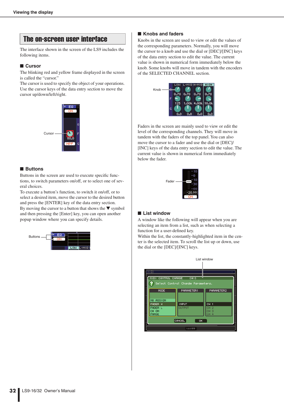 The on-screen user interface | Yamaha WH39070 User Manual | Page 32 / 290