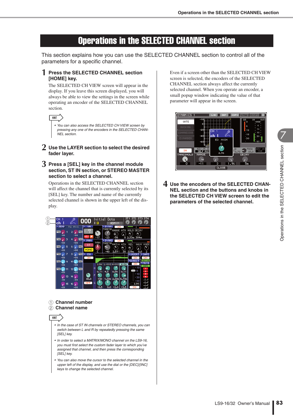 Operations in the selected channel section | Yamaha WH39070 User Manual | Page 83 / 290