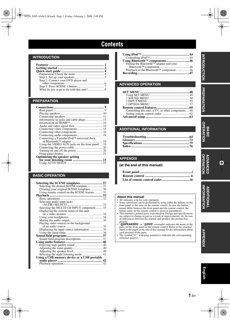 Yamaha DSP-AX463 User Manual | Page 3 / 90