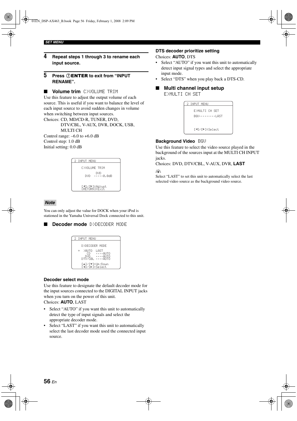 Yamaha DSP-AX463 User Manual | Page 58 / 90