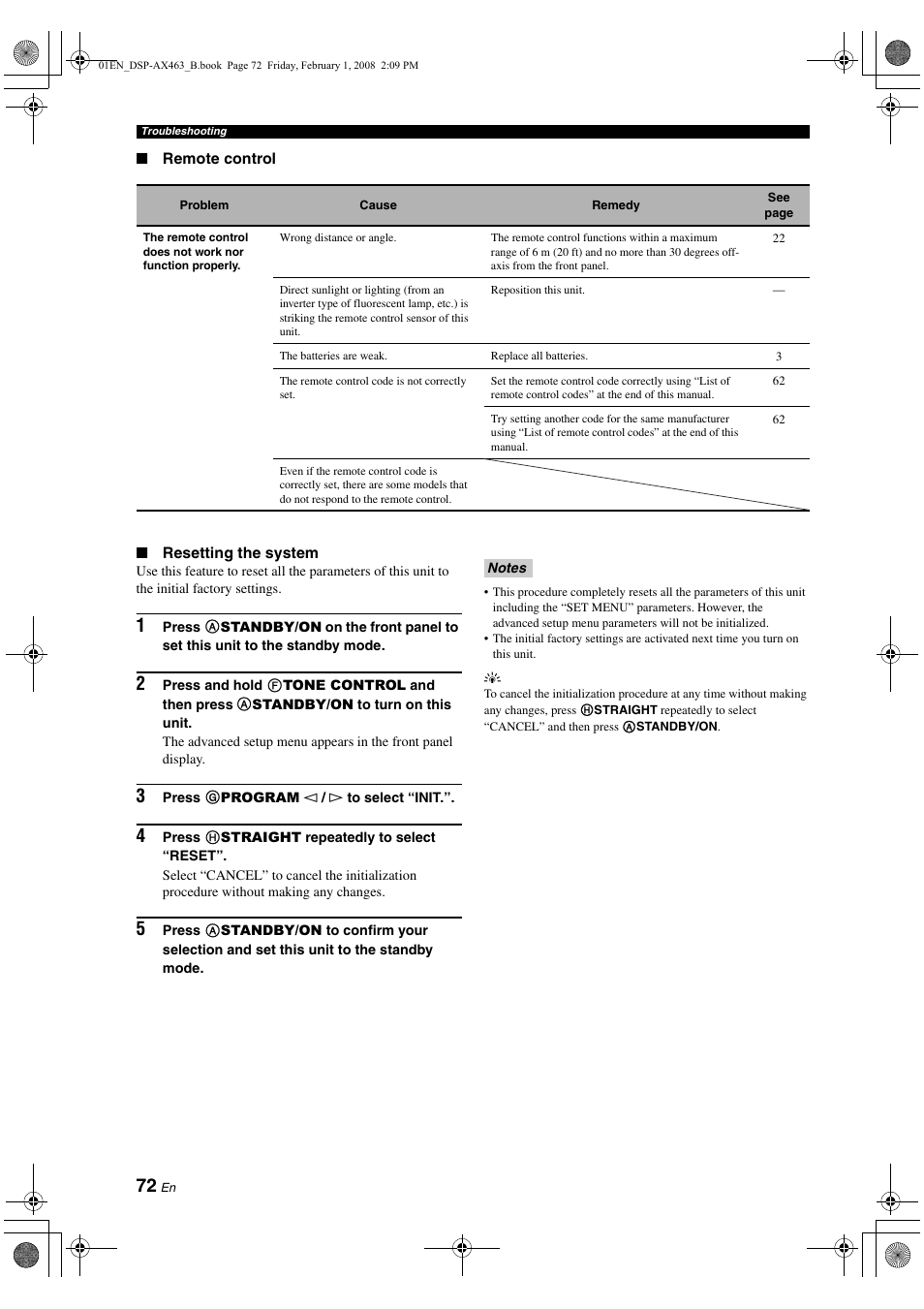 Yamaha DSP-AX463 User Manual | Page 74 / 90