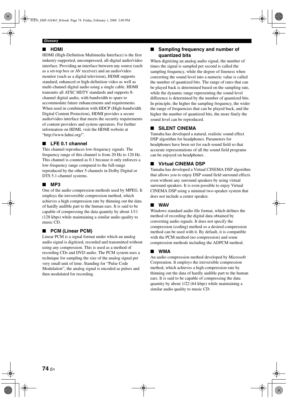 Yamaha DSP-AX463 User Manual | Page 76 / 90
