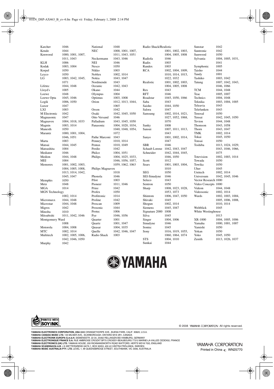 Yamaha DSP-AX463 User Manual | Page 88 / 90