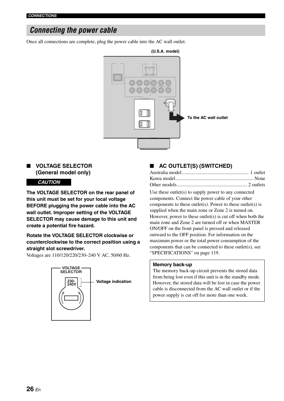 Connecting the power cable | Yamaha RX-N600 User Manual | Page 30 / 132
