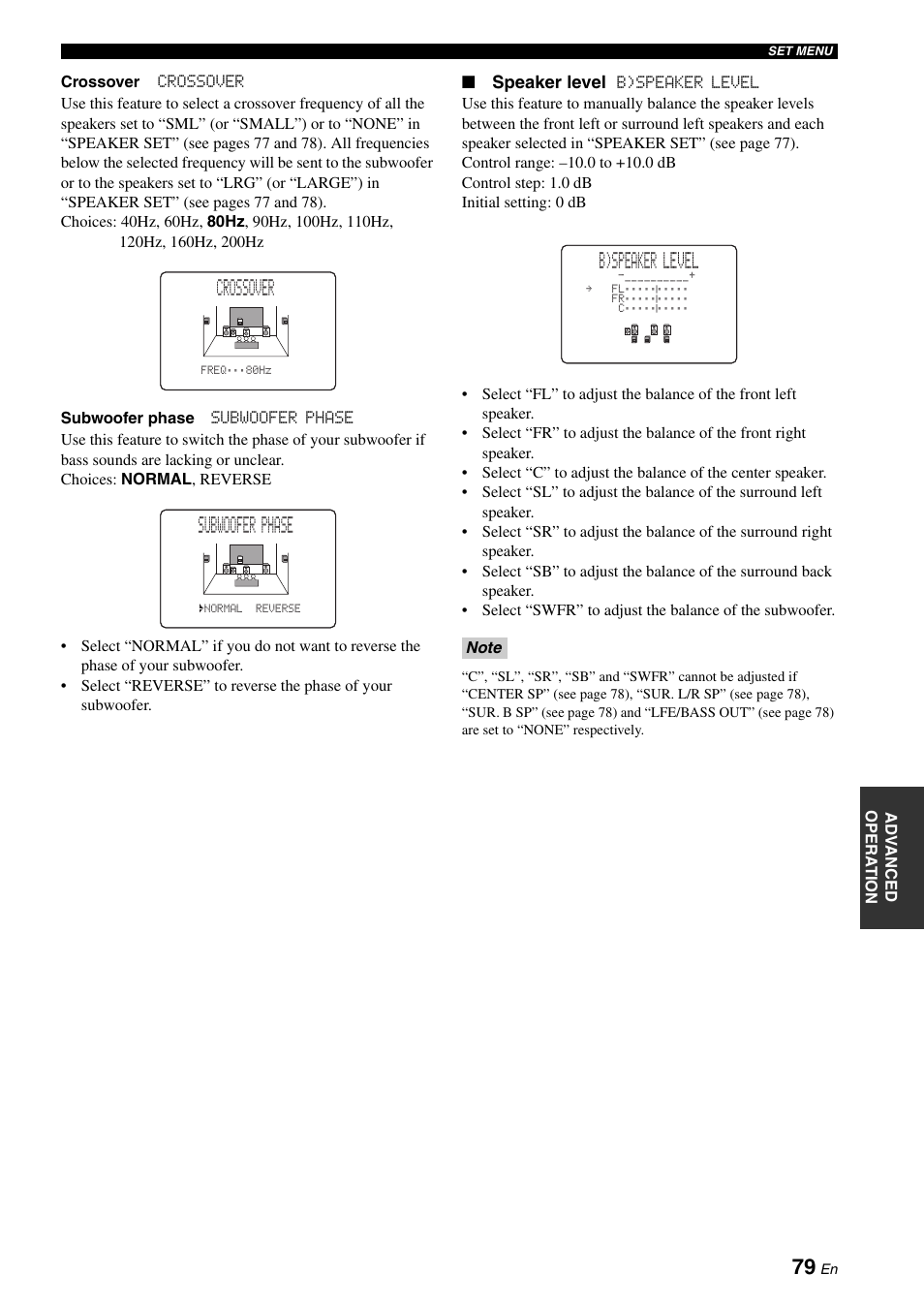 Crossover, 02a subwoofer phase, B)speaker level | Yamaha RX-N600 User Manual | Page 83 / 132