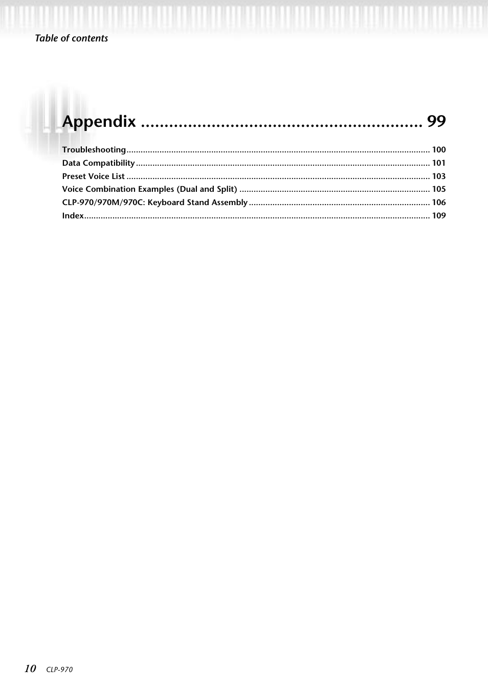 Appendix | Yamaha CLP-970C EN User Manual | Page 10 / 114