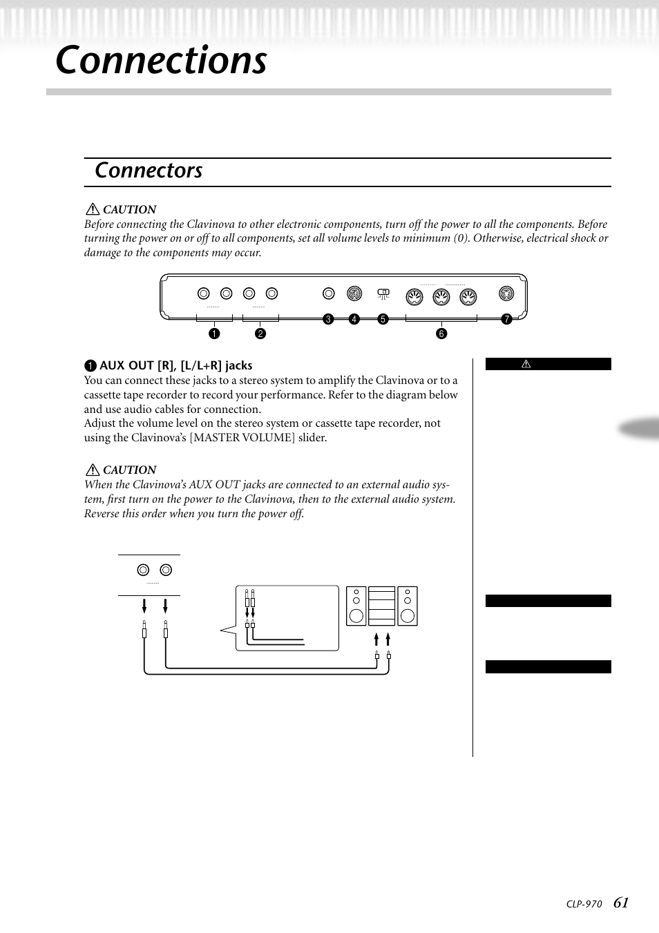 Connections, Connectors | Yamaha CLP-970C EN User Manual | Page 61 / 114