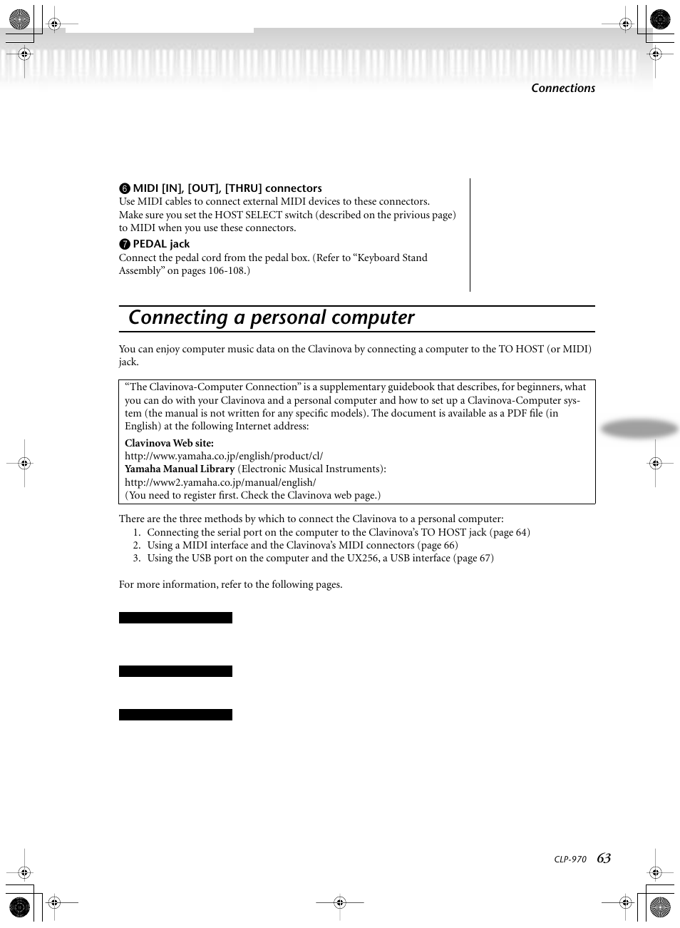 Connecting a personal computer | Yamaha CLP-970C EN User Manual | Page 63 / 114