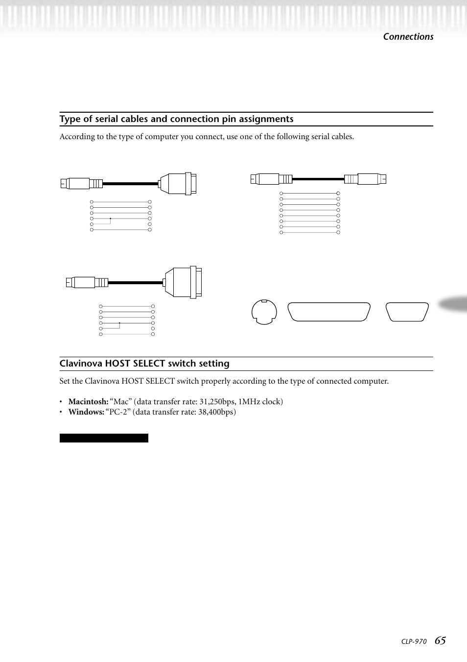 Clavinova host select switch setting | Yamaha CLP-970C EN User Manual | Page 65 / 114