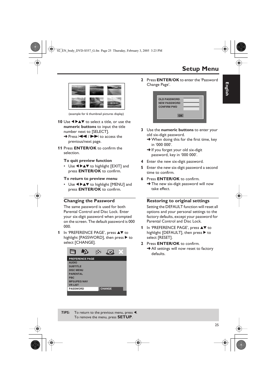 Setup menu | Yamaha DVD-S557 User Manual | Page 27 / 33