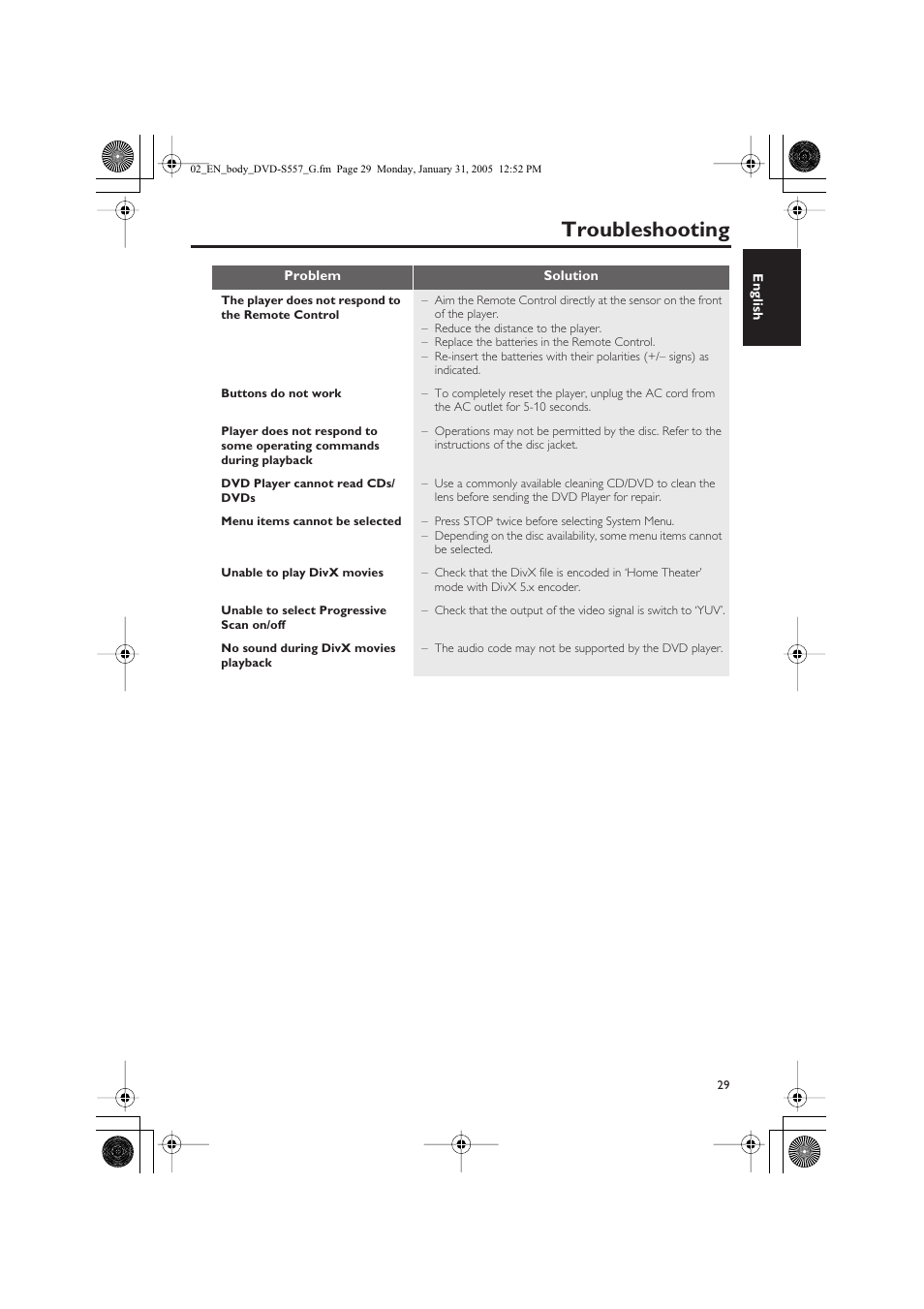 Troubleshooting | Yamaha DVD-S557 User Manual | Page 31 / 33