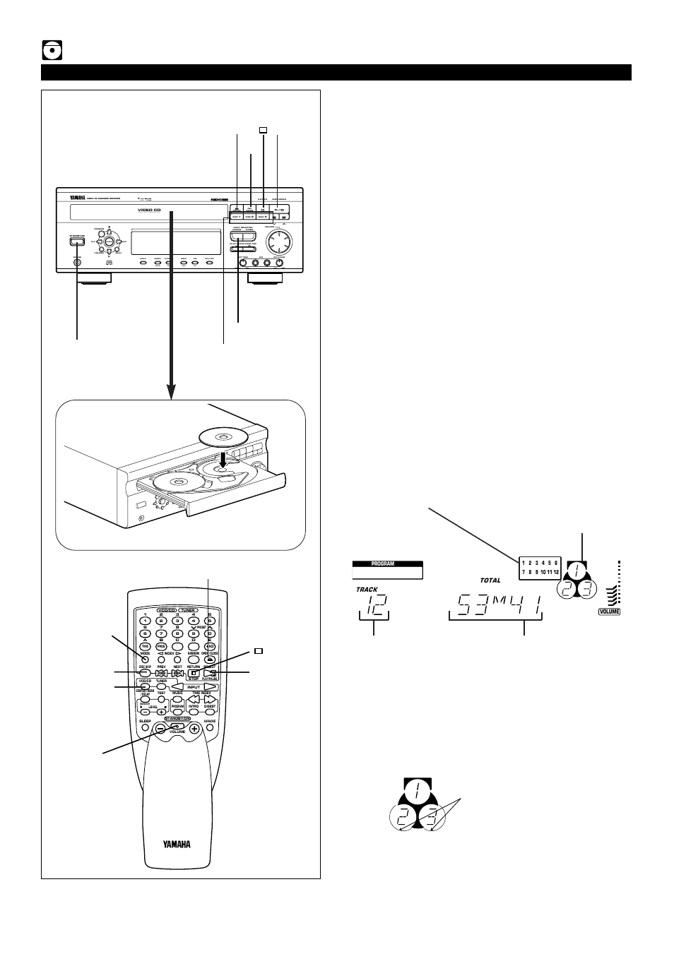 Video cd player operation, Cd/video cd playback, E-18 | Standby/on, Press the open/close button to open the disc table, Version 2.0 / playback control, Soft normal max min, Echo, Total number of tracks total playing time | Yamaha EMX-220VCD User Manual | Page 26 / 58