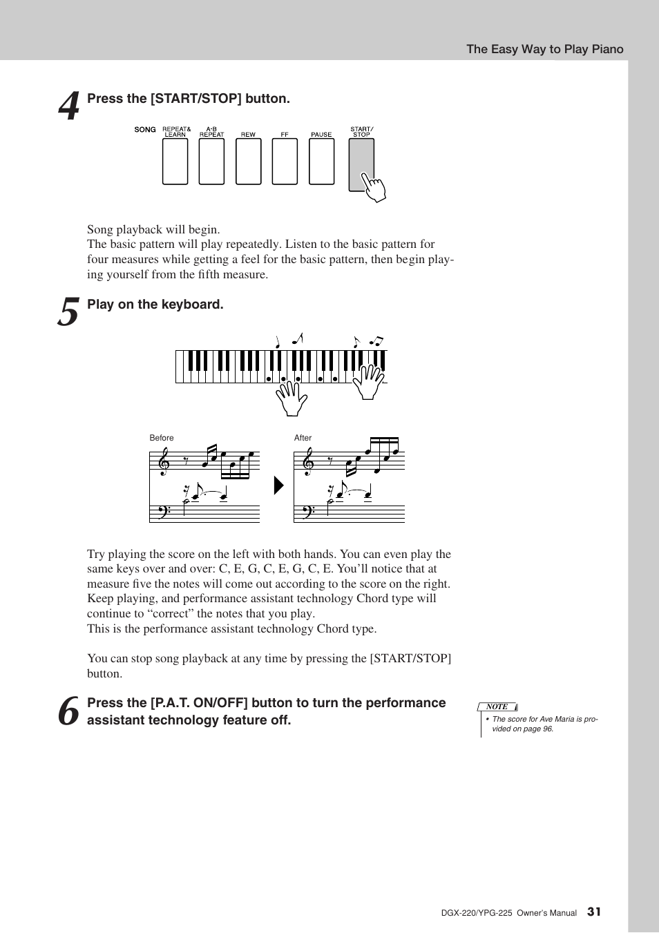 Yamaha PORTABLEGRAND YPG-225 User Manual | Page 31 / 118