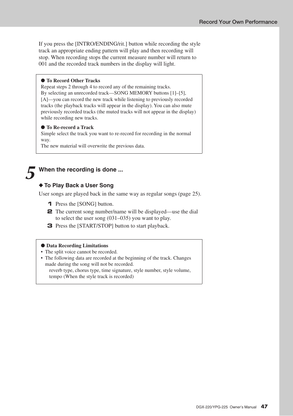 Yamaha PORTABLEGRAND YPG-225 User Manual | Page 47 / 118