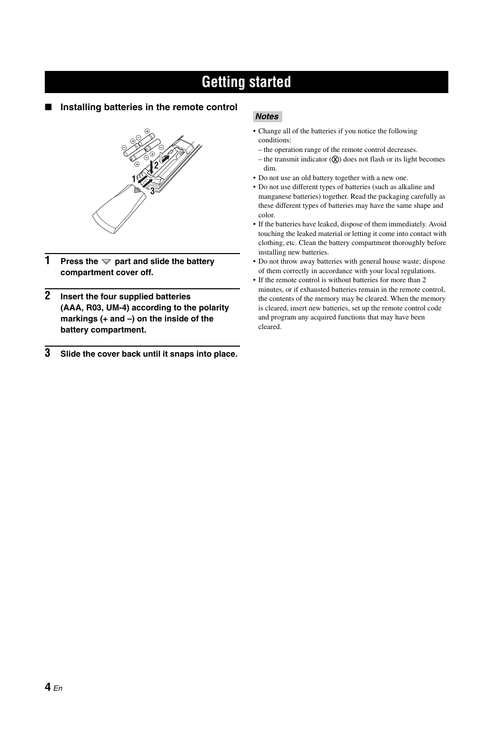 Getting started | Yamaha DSP-AX861SE User Manual | Page 6 / 117