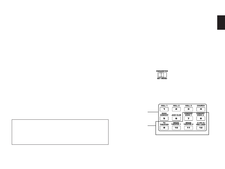 Selecting sound field programs, English, For audio sources for audio/video sources | Yamaha DSP-A3090 User Manual | Page 53 / 74