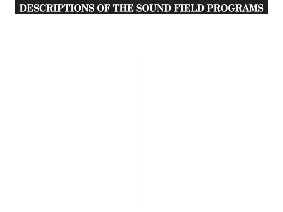 Descriptions of the sound field programs | Yamaha DSP-A3090 User Manual | Page 56 / 74