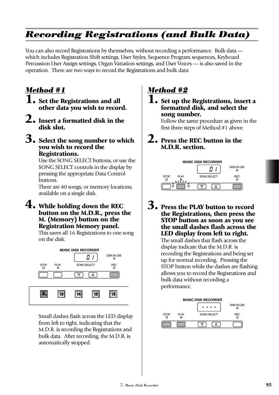 Recording registrations (and bulk data), Method #1, Method #2 | Yamaha AR-100 User Manual | Page 101 / 180