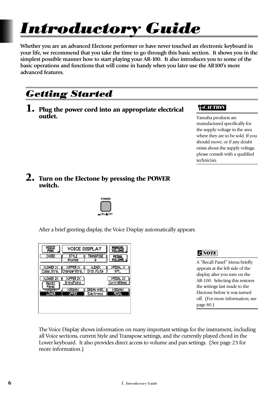 Introductory guide, Getting started | Yamaha AR-100 User Manual | Page 12 / 180
