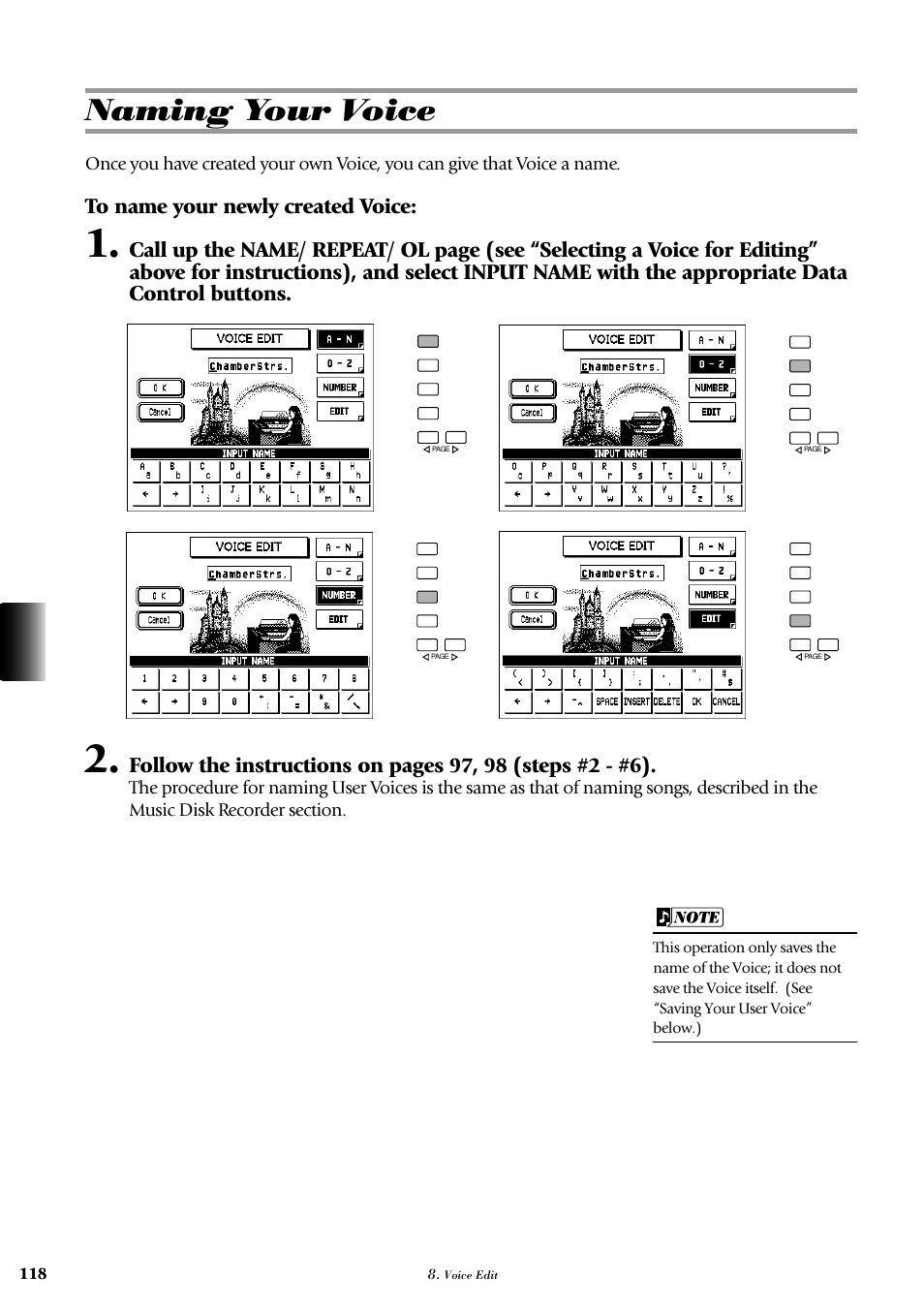 Naming your voice | Yamaha AR-100 User Manual | Page 124 / 180