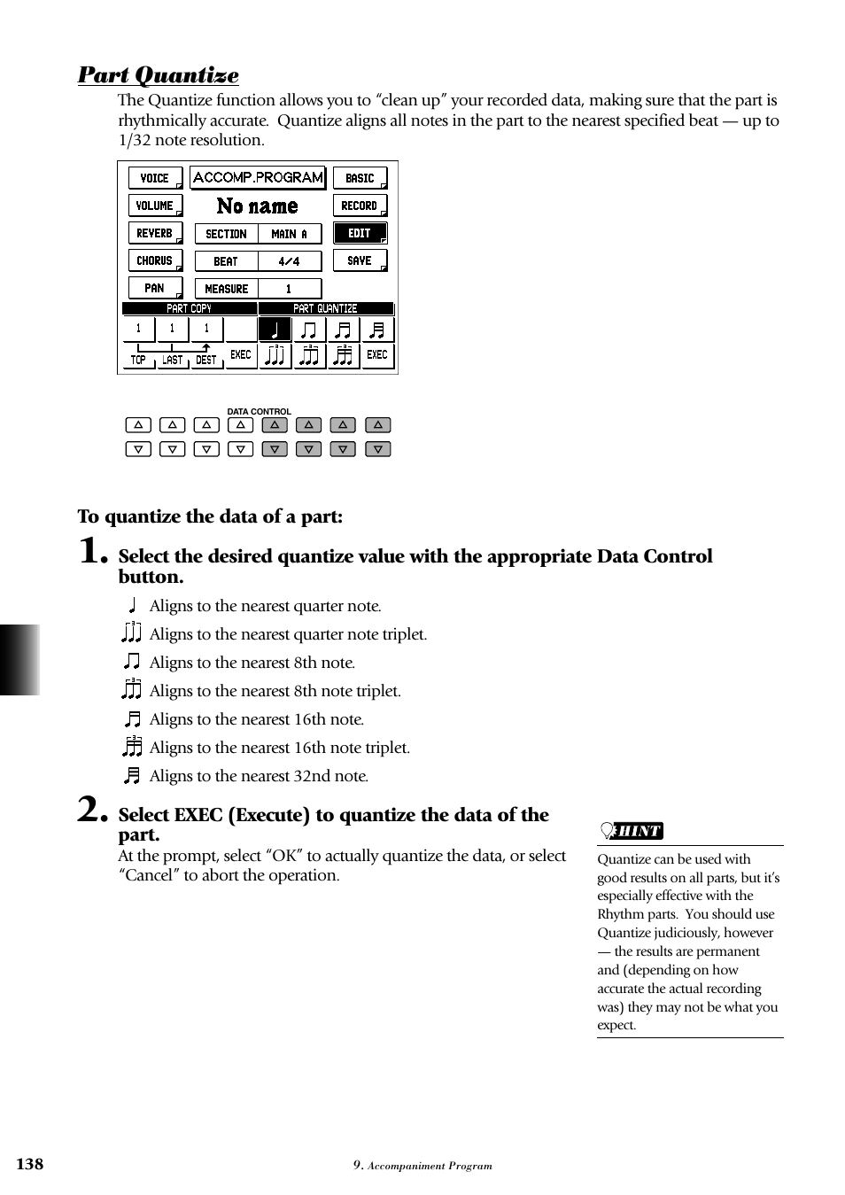 Part quantize | Yamaha AR-100 User Manual | Page 144 / 180