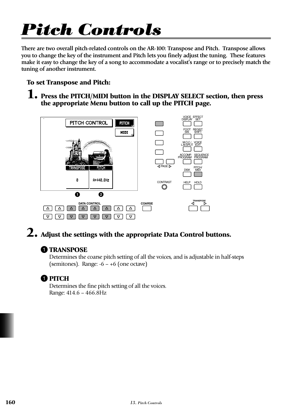 Pitch controls, 1 pitch | Yamaha AR-100 User Manual | Page 166 / 180