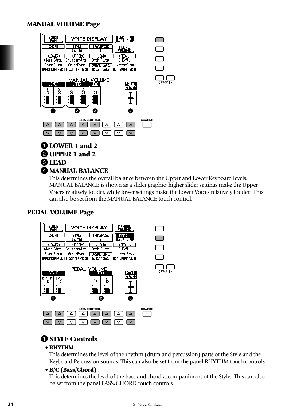 Pedal volume page 1 style controls | Yamaha AR-100 User Manual | Page 30 / 180