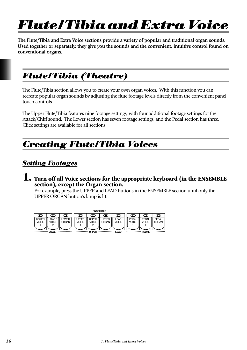 Flute/tibia and extra voice, Flute/tibia (theatre), Creating flute/tibia voices | Setting footages | Yamaha AR-100 User Manual | Page 32 / 180