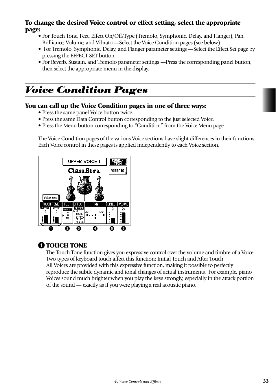 Voice condition pages, 1 touch tone | Yamaha AR-100 User Manual | Page 39 / 180