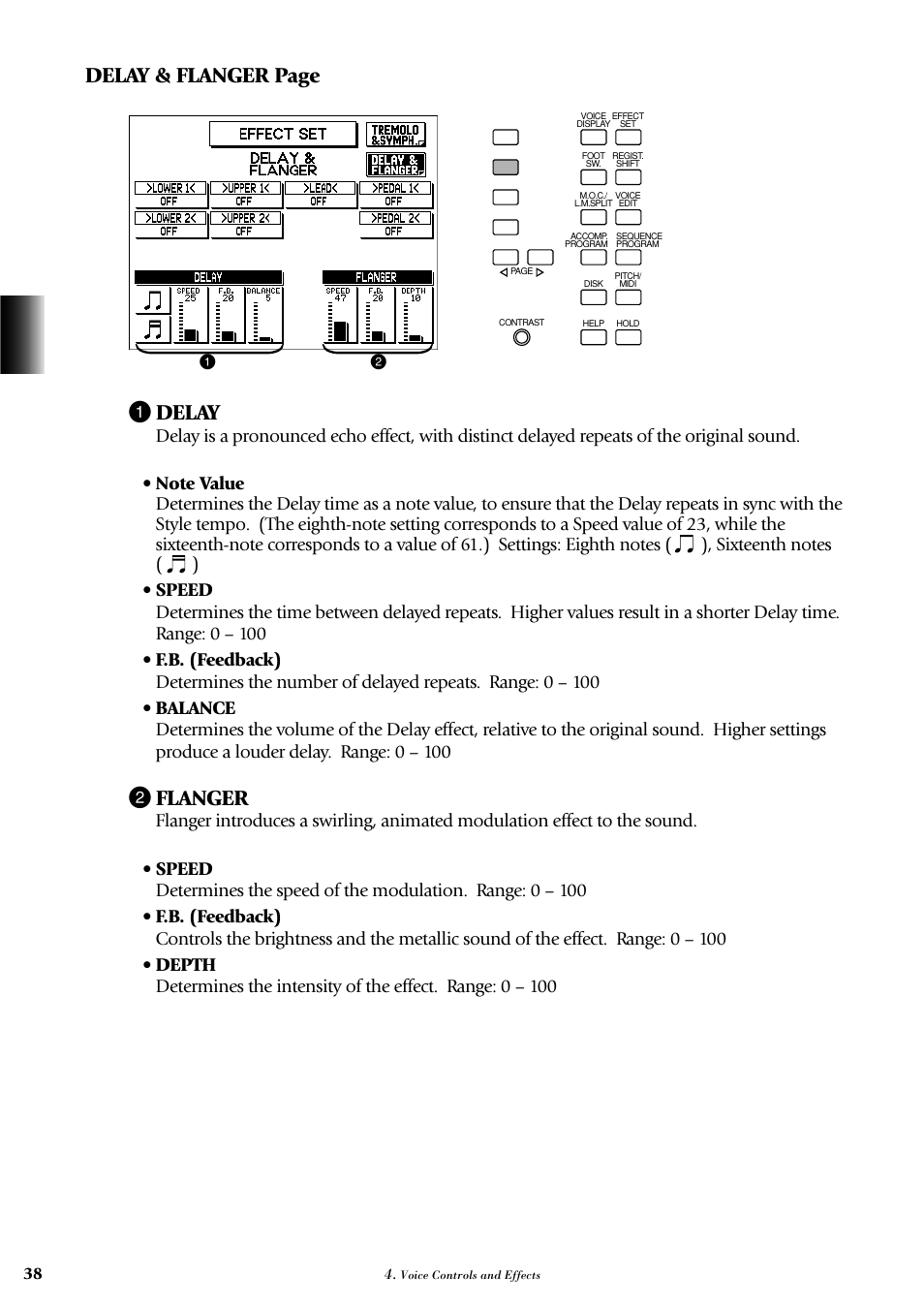 Delay & flanger page 1 delay, 2 flanger | Yamaha AR-100 User Manual | Page 44 / 180