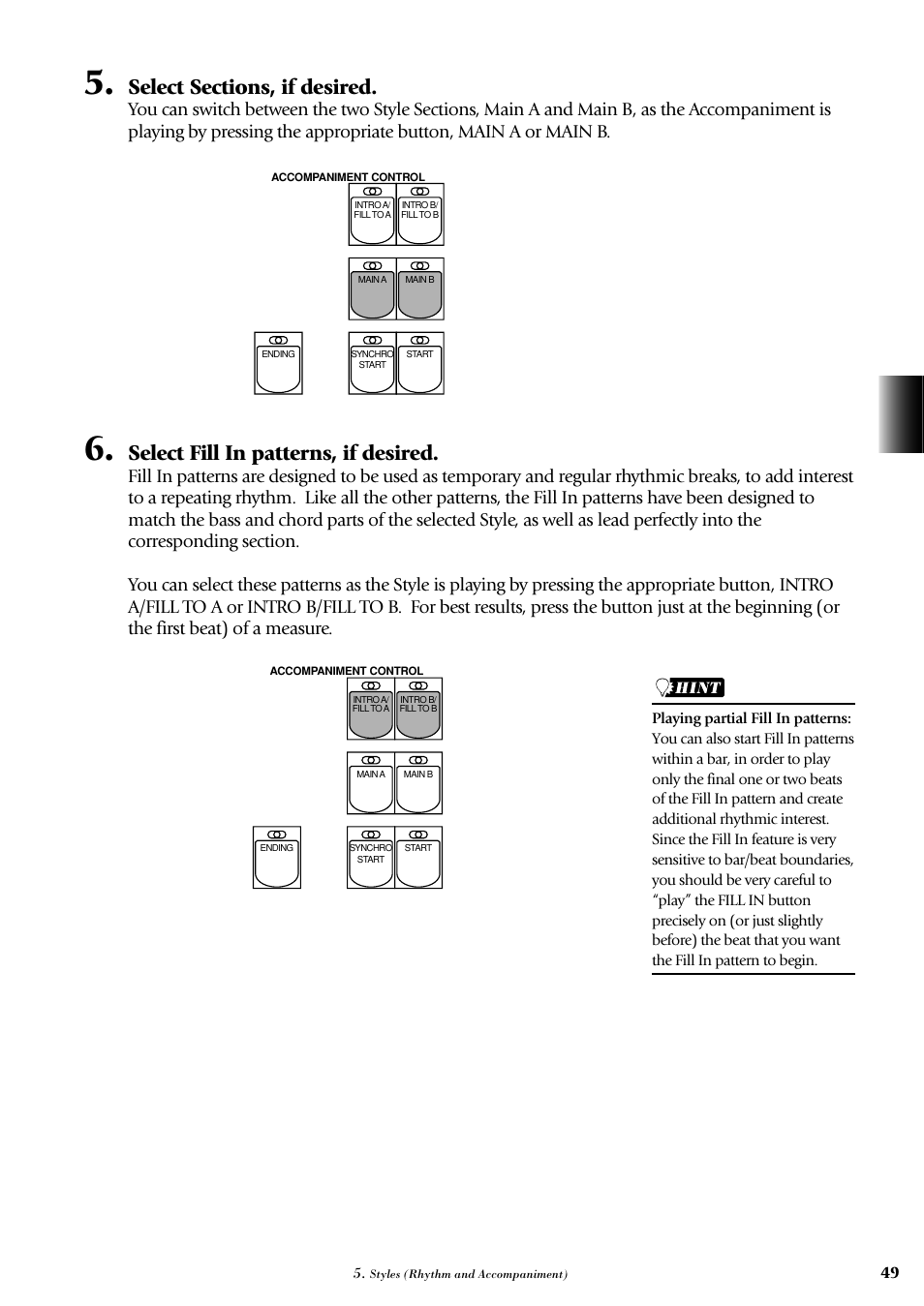 Select fill in patterns, if desired | Yamaha AR-100 User Manual | Page 55 / 180