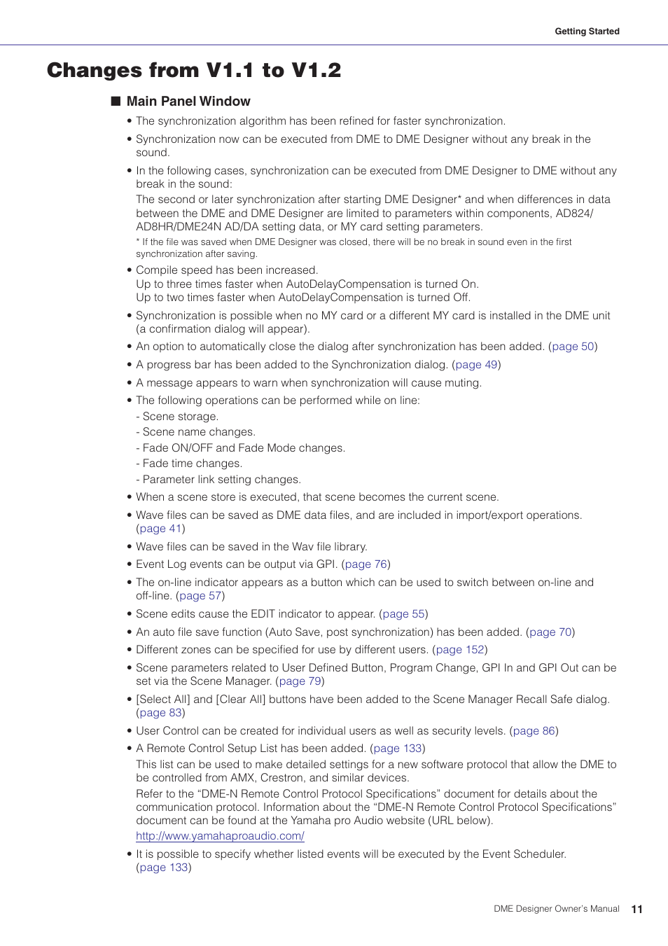 Changes from v1.1 to v1.2 | Yamaha DME User Manual | Page 11 / 501