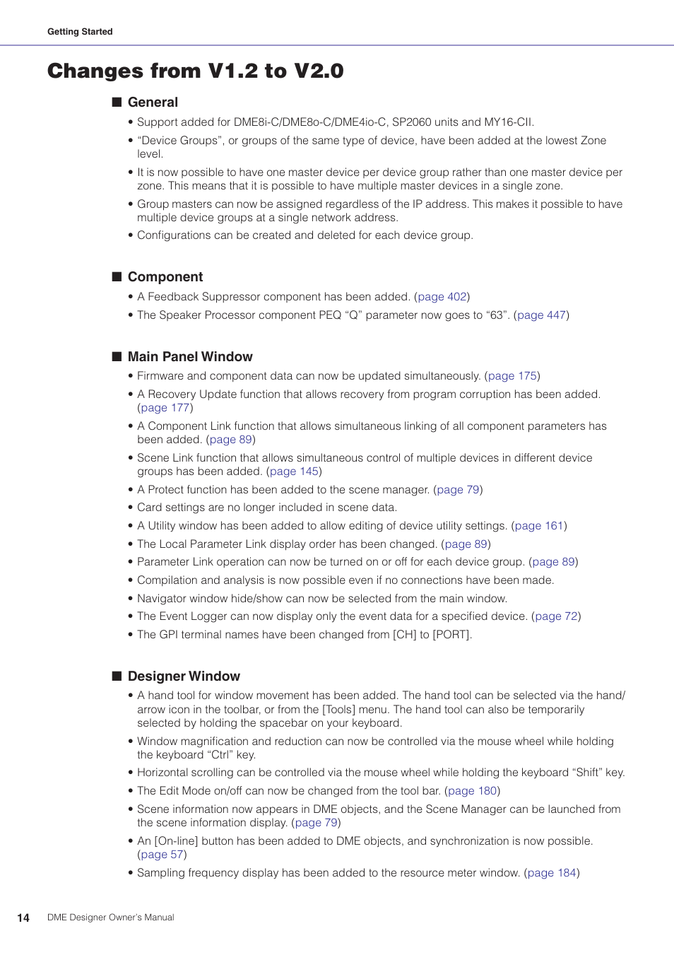 Changes from v1.2 to v2.0 | Yamaha DME User Manual | Page 14 / 501