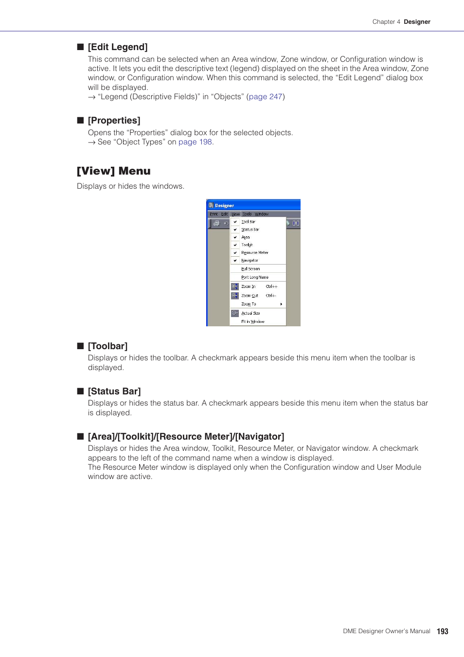 View] menu | Yamaha DME User Manual | Page 193 / 501