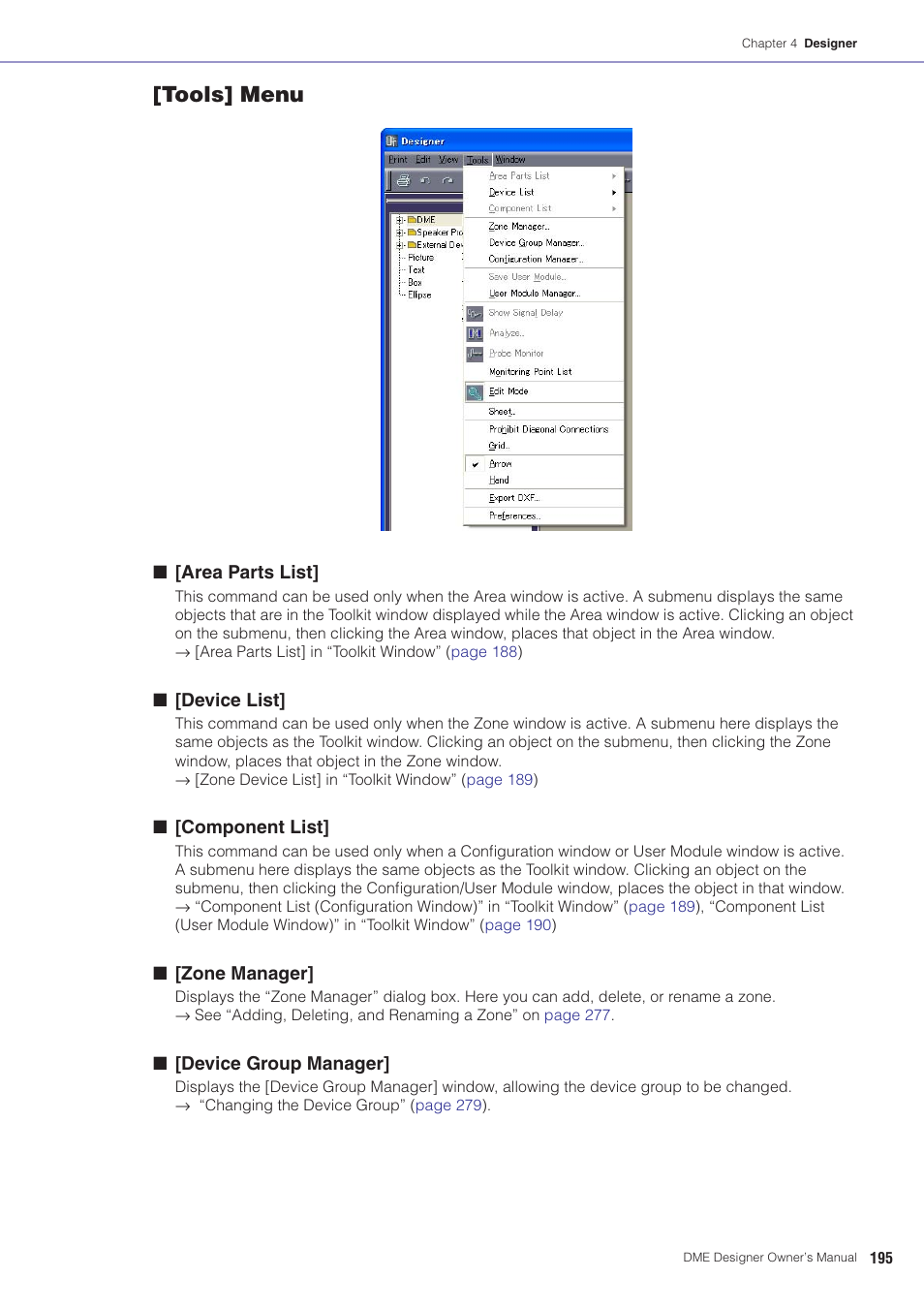 Tools] menu | Yamaha DME User Manual | Page 195 / 501