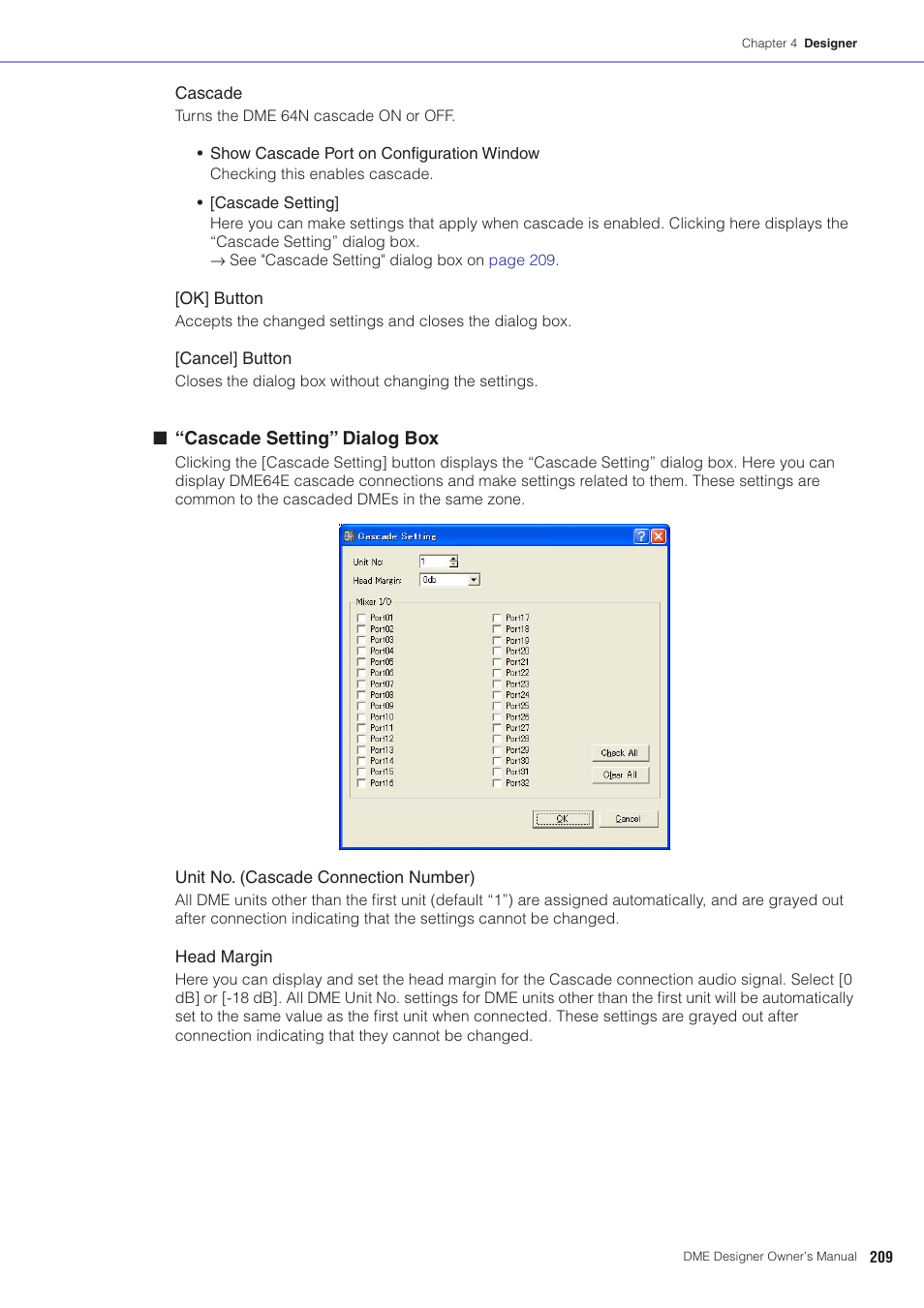 Dme64n cascade connections can now be set | Yamaha DME User Manual | Page 209 / 501