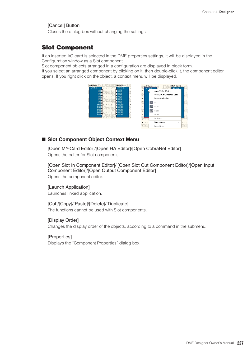 Slot component | Yamaha DME User Manual | Page 227 / 501