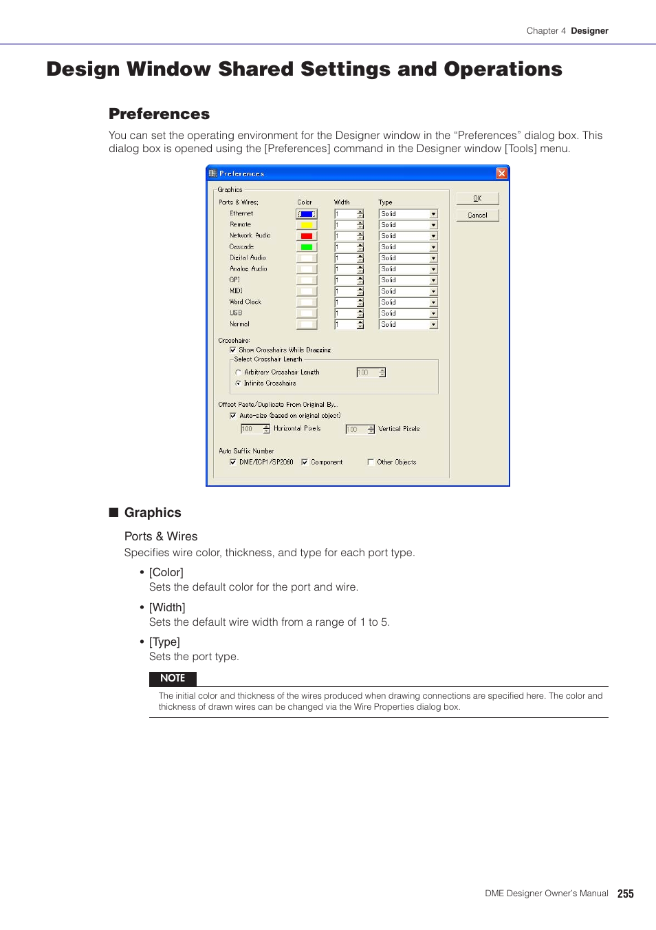Design window shared settings and operations, Ed settings and operations” on, Ed settings and operations | Preferences | Yamaha DME User Manual | Page 255 / 501