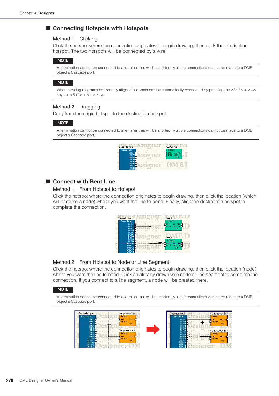 Connecting hotspots with hotspots, Connect with bent line | Yamaha DME User Manual | Page 270 / 501