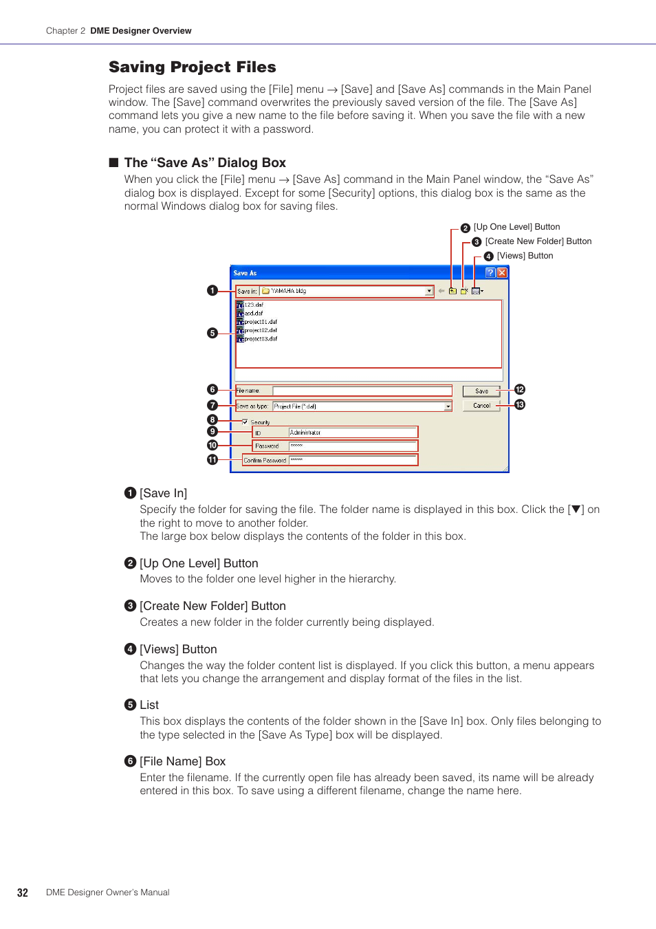 Saving project files | Yamaha DME User Manual | Page 32 / 501